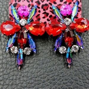 MWT Betsey Johnson Elegant Red and Pink Crystal Earrings